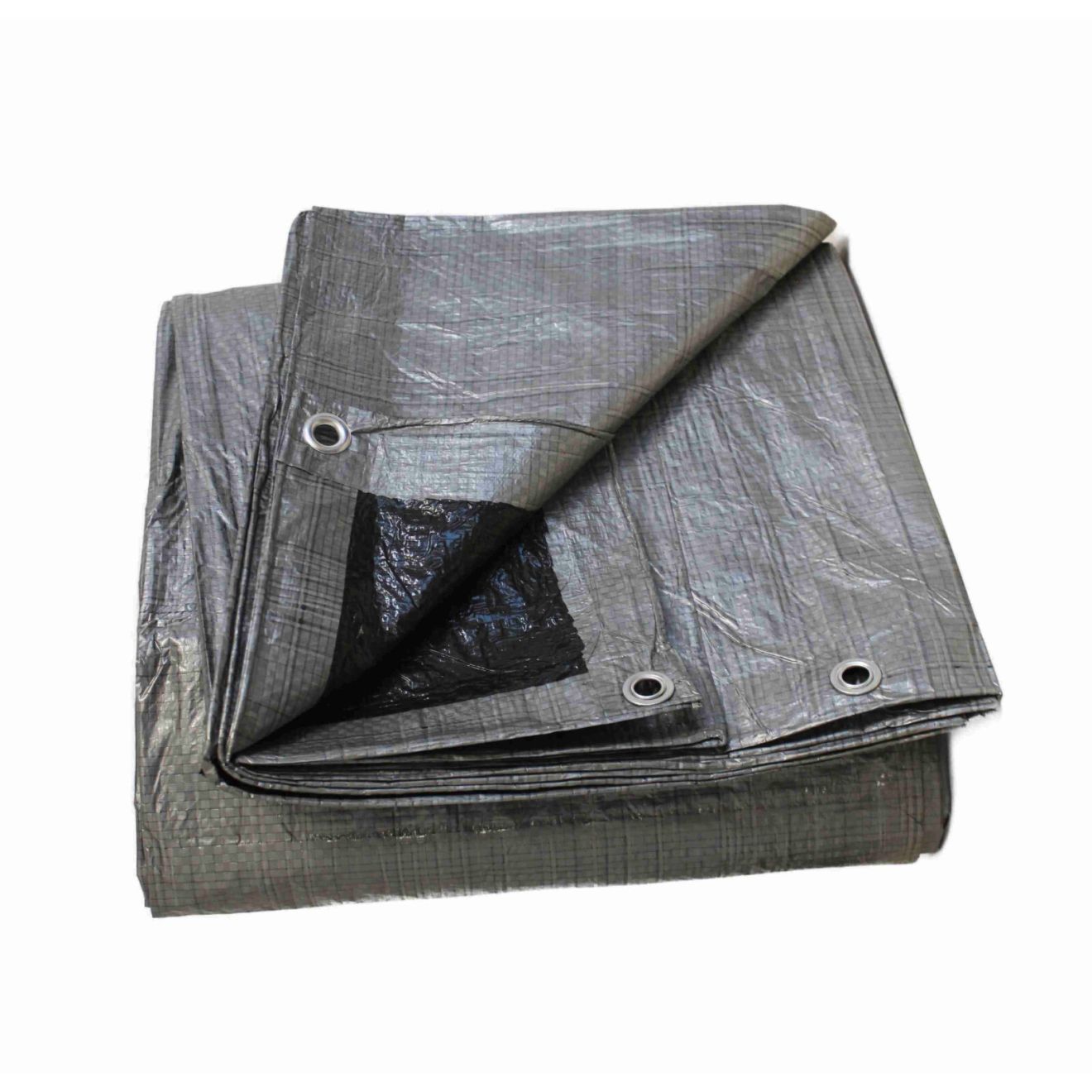Adeckplane 70g/m² wasserdicht 1,5 x 4 m mit Ösen silber/schwarz