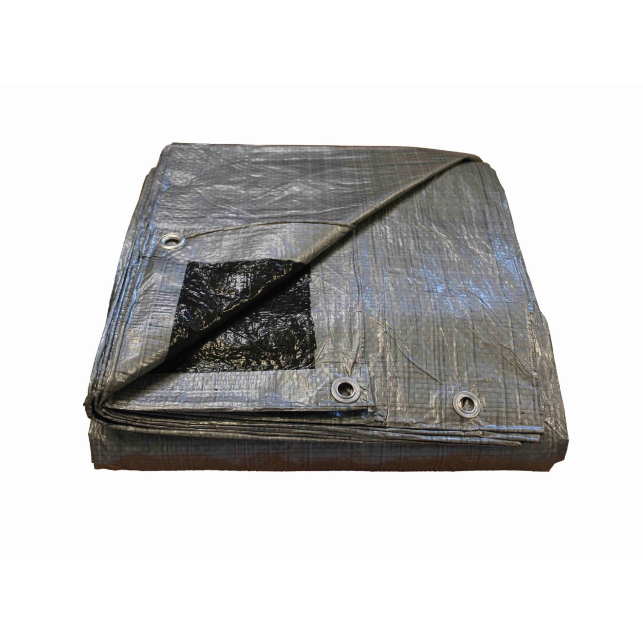 Adeckplane 70g/m² wasserdicht 1,5 x 4 m mit Ösen silber/schwarz