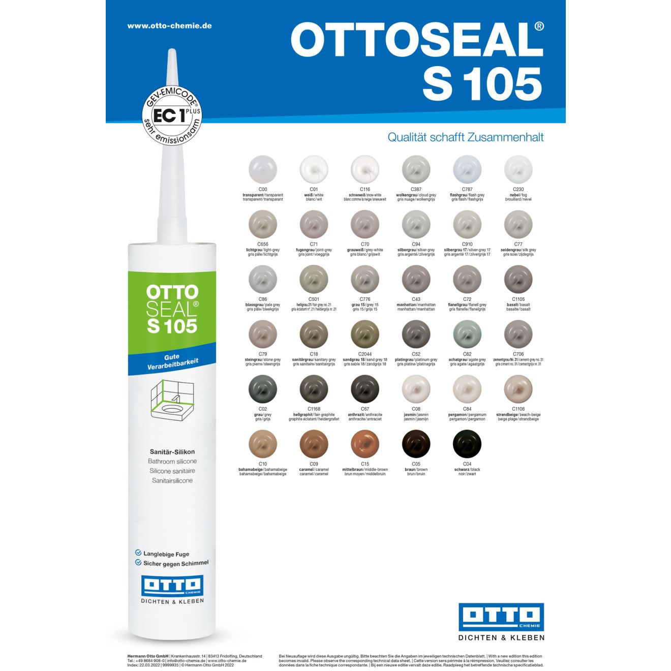Ottoseal S105 Farbkarte