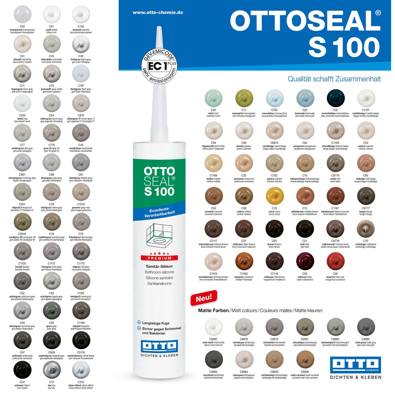 Ottoseal S100 Farbkarte