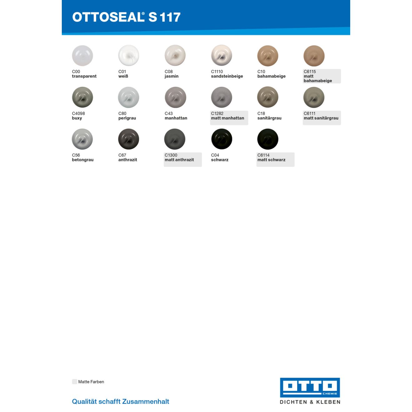 Ottoseal S117 Farbkarte