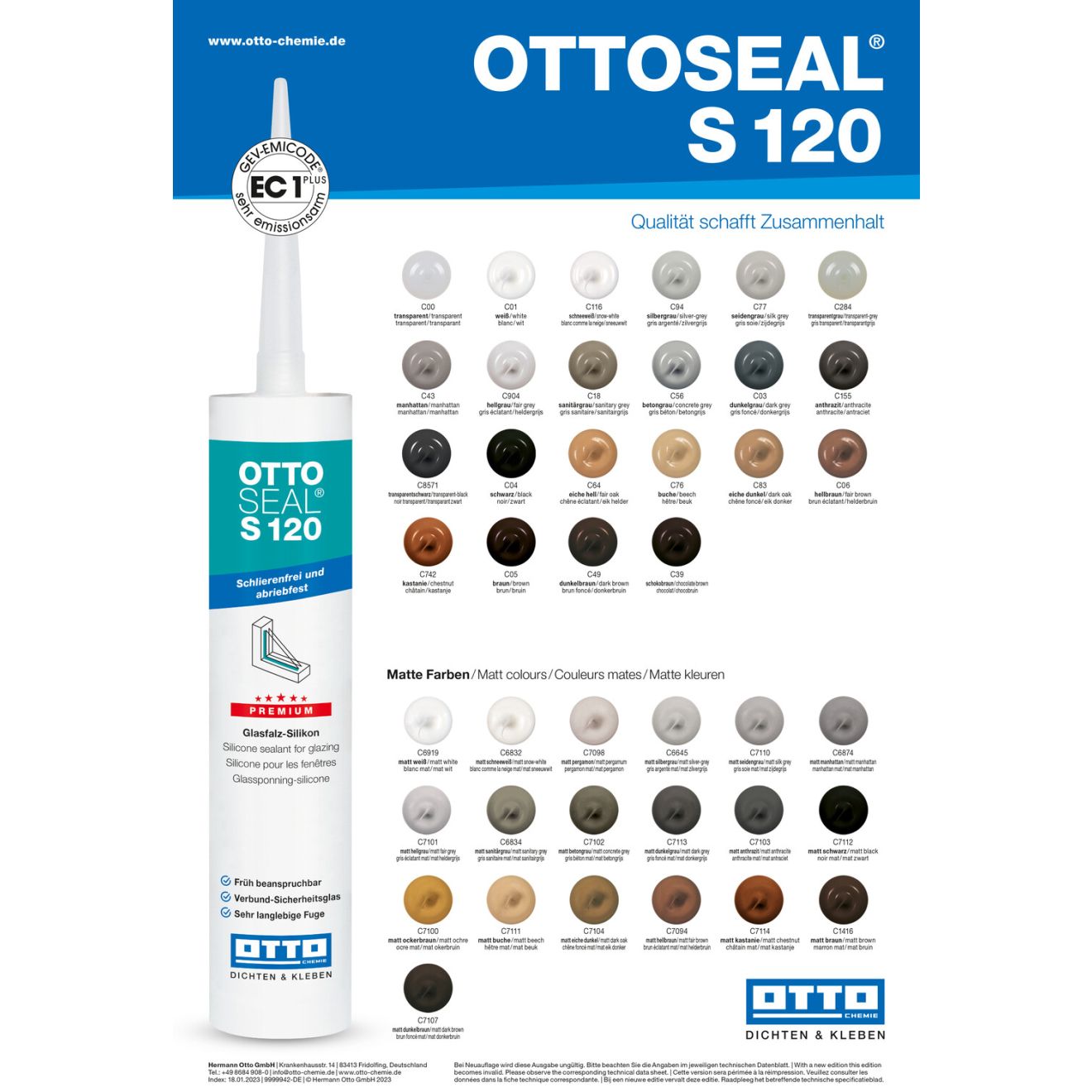 Ottoseal S120 Farbkarte