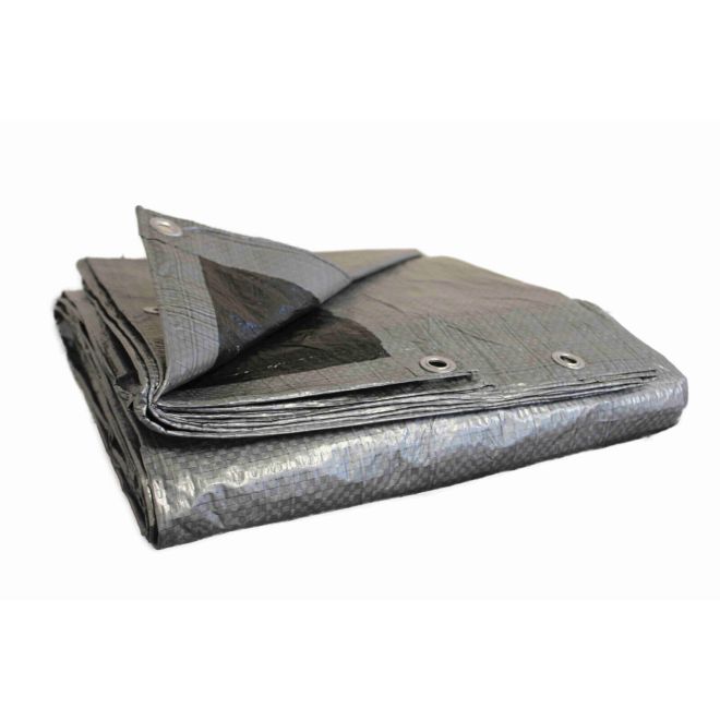 Adeckplane 70g/m² wasserdicht 1,5 x 4 m mit Ösen silber/schwarz