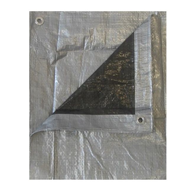 Adeckplane 70g/m² wasserdicht 1,5 x 4 m mit Ösen silber/schwarz