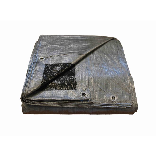 Adeckplane 70g/m² wasserdicht 1,5 x 4 m mit Ösen silber/schwarz