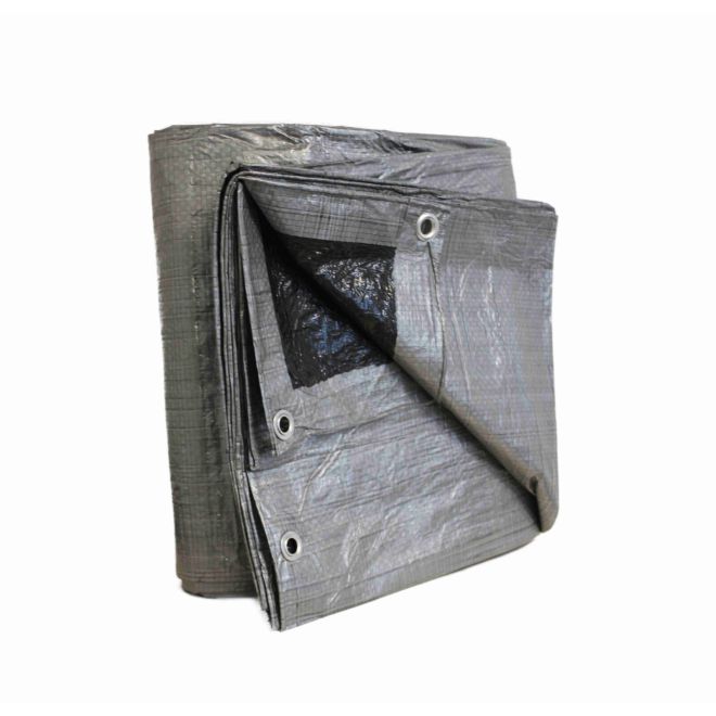 Adeckplane 70g/m² wasserdicht 1,5 x 4 m mit Ösen silber/schwarz