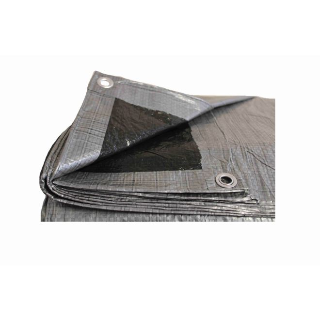 Adeckplane 70g/m² wasserdicht 1,5 x 4 m mit Ösen silber/schwarz