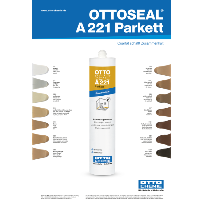 Ottoseal A221 Parkett Dichtstoff Farbkarte