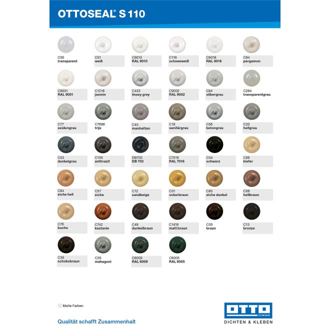 Ottoseal S110 Farbkarte