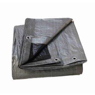 Adeckplane 70g/m² wasserdicht 1,5 x 4 m mit Ösen silber/schwarz