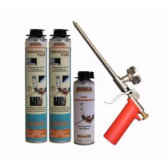 Perimeterkleber Set » Schaumpistole Metall + 2x750ml Perimeterkleber + 500ml Reiniger PF3
