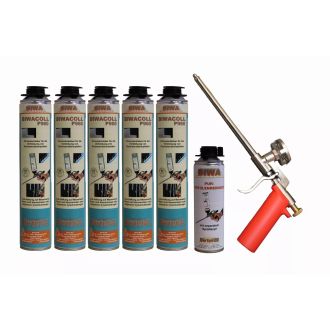 Perimeterkleber Set » Schaumpistole Metall + 5x750ml Perimeterkleber + 500ml Reiniger PF3