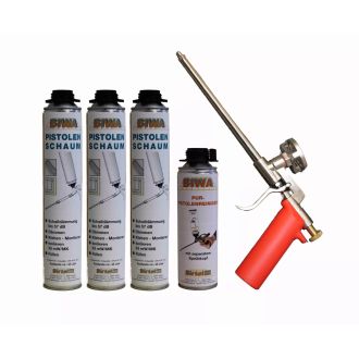 Pistolenschaum Set » Schaumpistole Metall + 2x750ml Pistolenschaum + 500ml Reiniger PF3