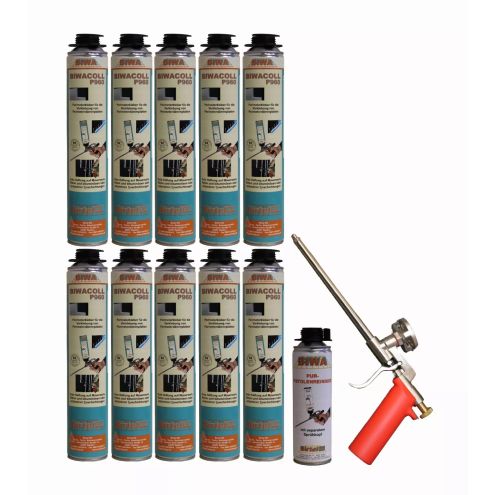 Perimeterkleber Set » Schaumpistole Metall + 10x750ml Perimeterkleber + 500ml Reiniger PF3
