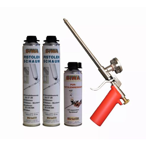 Pistolenschaum Set » Schaumpistole Metall + 2x750ml Pistolenschaum + 500ml Reiniger PF3
